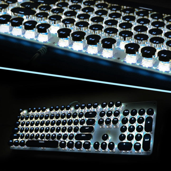 YSCP Teclado mecánico para juegos estilo máquina de escribir, retro...
