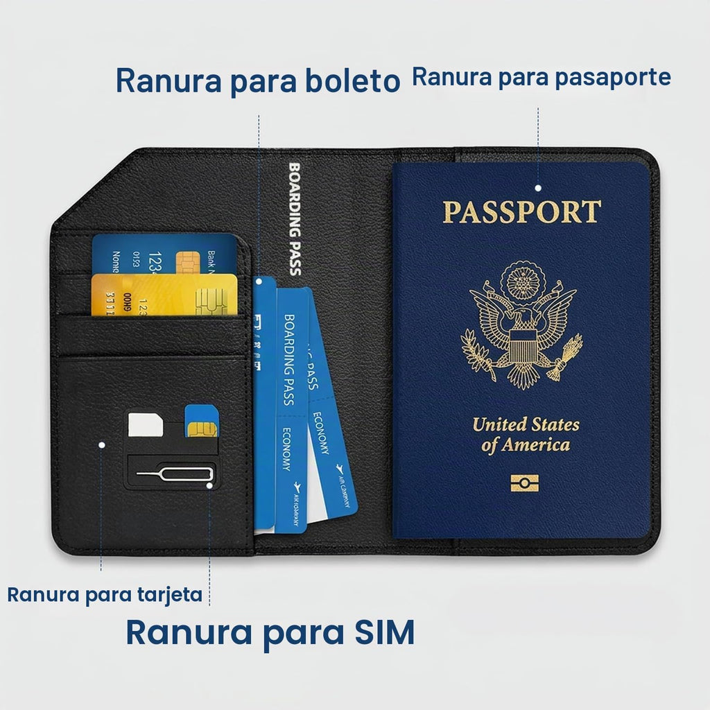 Apple MFi - Soporte para pasaporte rastreable para viajes (solo iOS) funciona con Apple Find My, funda recargable para pasaporte Air de 3 años de duración de la batería, cartera de viaje