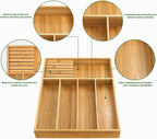 VaeFae Organizador de cajones de cubiertos de bambú, 5 ranuras, natural