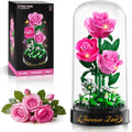 HiWEEGO Conjunto de construcción de ramo de flores de rosa rosa de 0.1 in