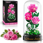 HiWEEGO Conjunto de construcción de ramo de flores de rosa rosa de 0.1 in