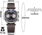 ADDIESDIVE Reloj de hombre Sweep Seconds impermeable de cuero cronógrafo