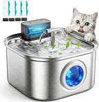 Fuente de agua inalámbrica para gatos de acero inoxidable, 3.2L/108oz
