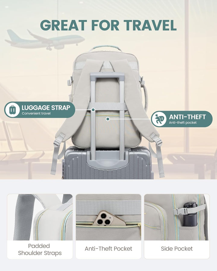 LOVEVOOK Mochila de viaje para mujeres y hombres, 40L, aprobada por...