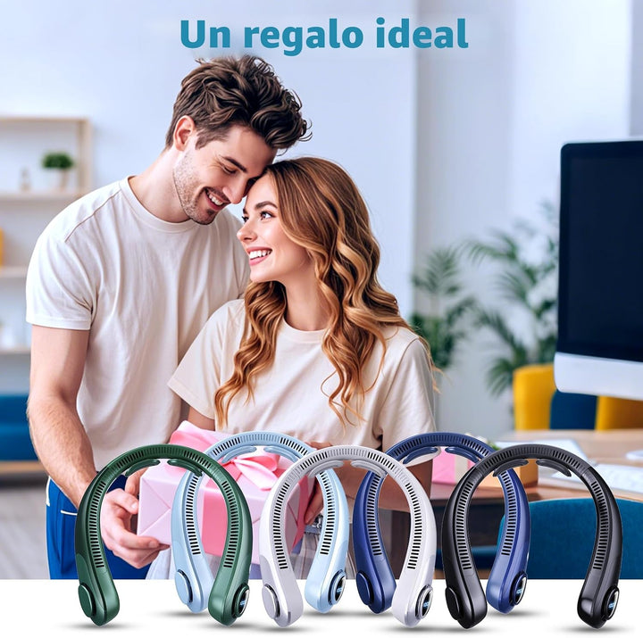 Ventilador de cuello portátil que sopla aire frío, pantalla LED, ve...