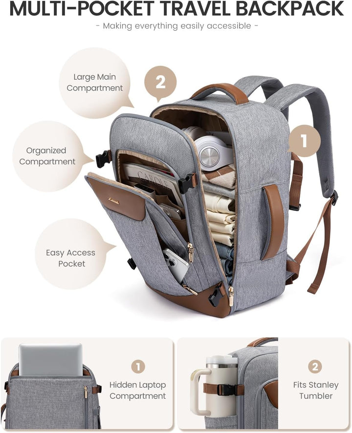 LOVEVOOK Mochila de viaje de 40 L para mujeres y hombres, mochila g...