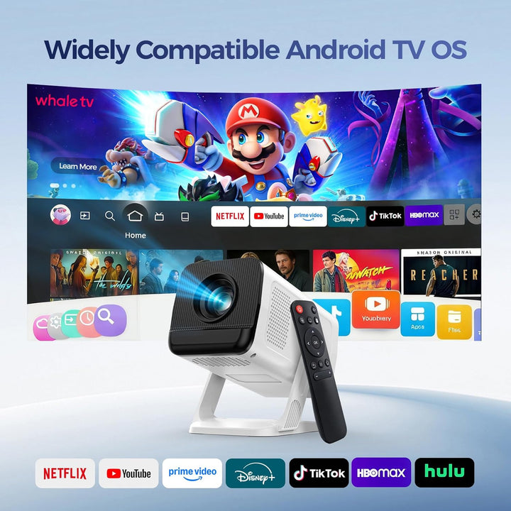 [Compatible con Netflix] Mini proyector con WiFi y Bluetooth, proye...