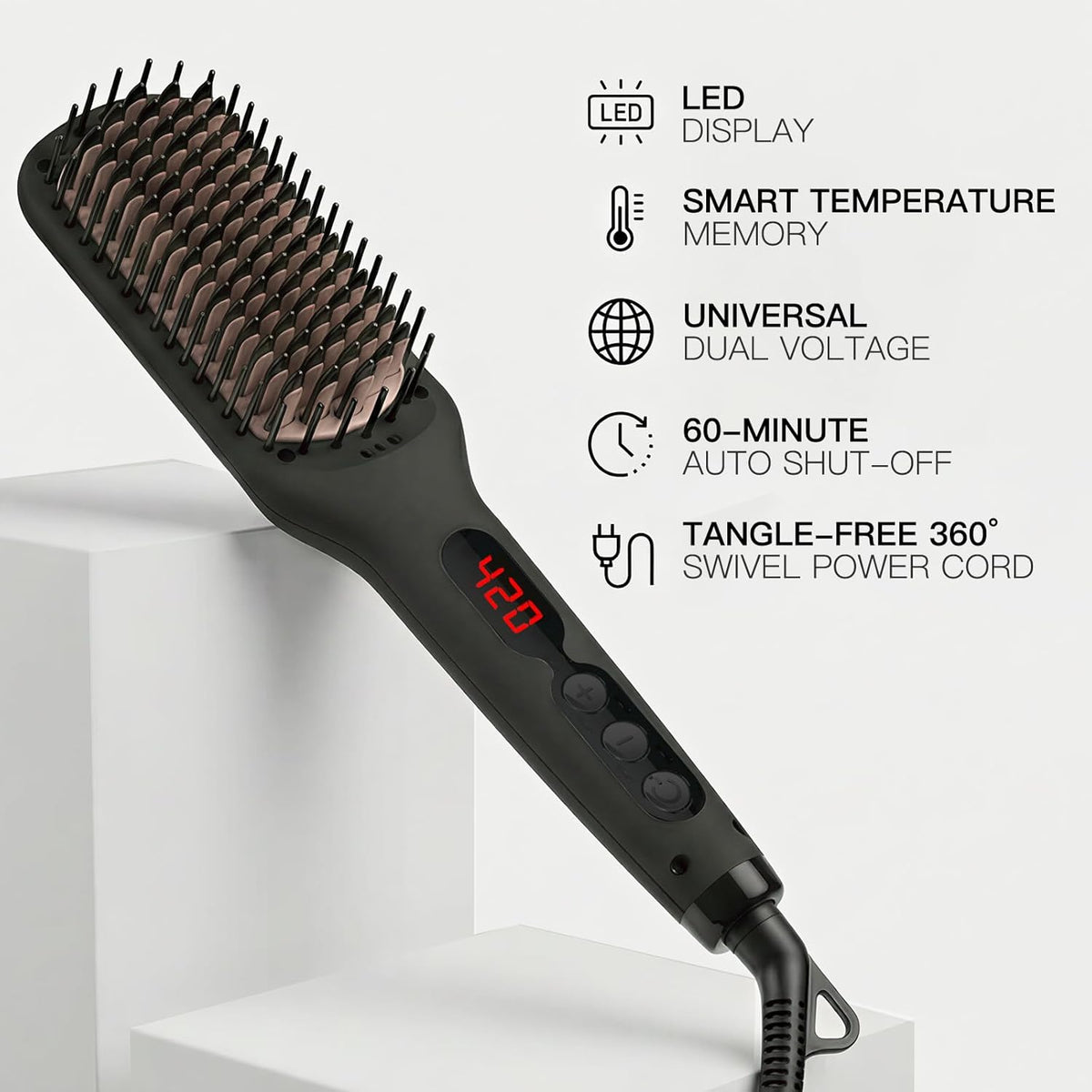 MEGAWISE Cepillo alisador de pelo iónico Pro Ceramic para salón en...