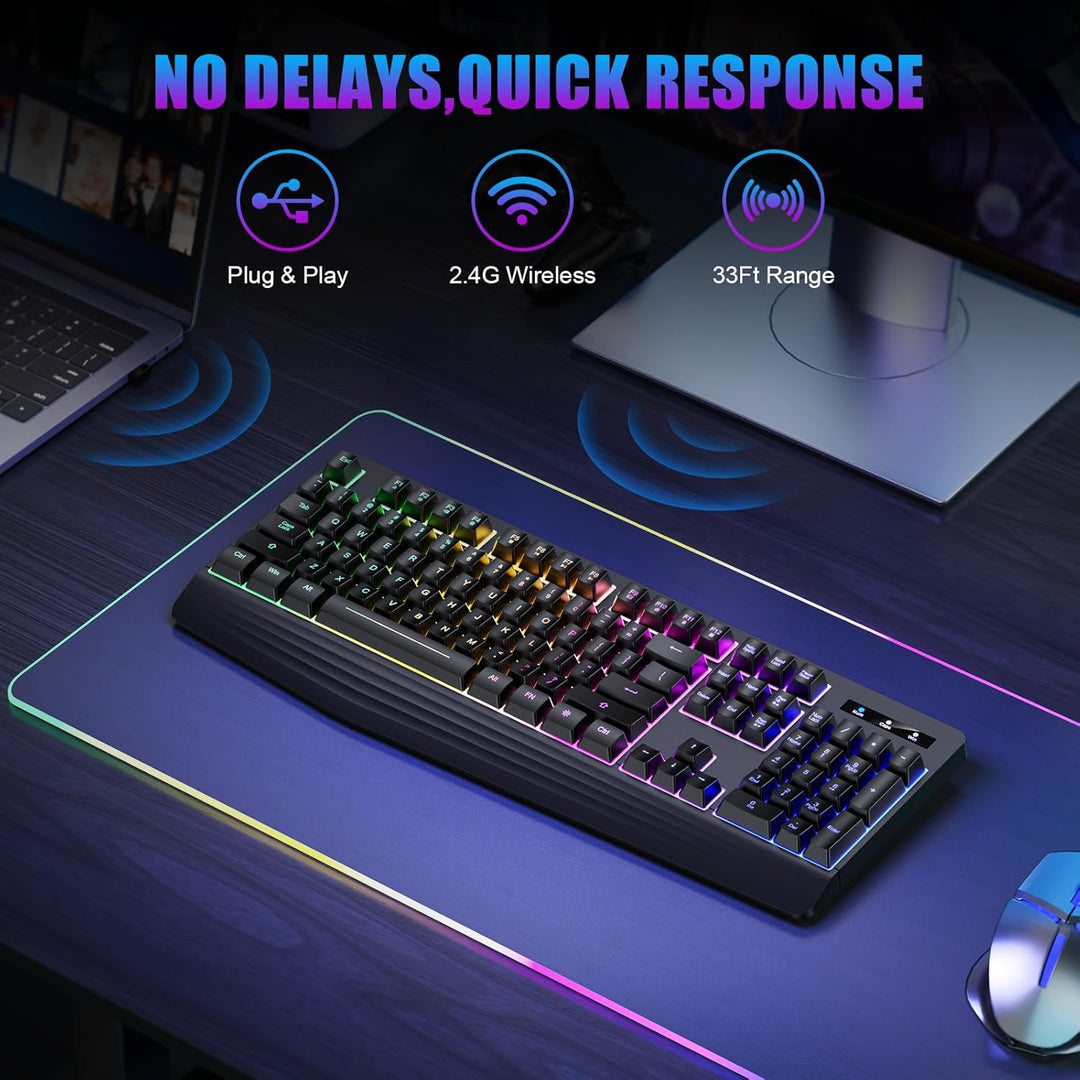 Teclado inalámbrico para juegos, retroiluminación RGB y de un solo...