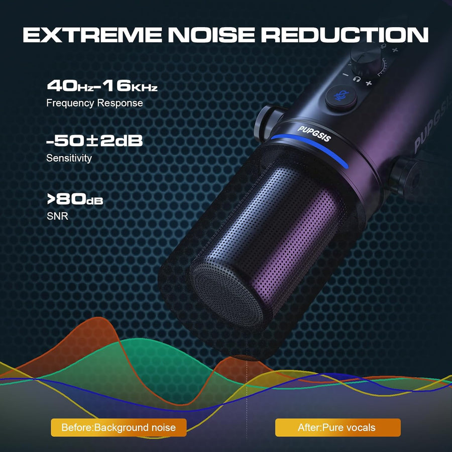 P PUPGSIS Micrófono de podcast XLR\/USB, micrófono para juegos con...