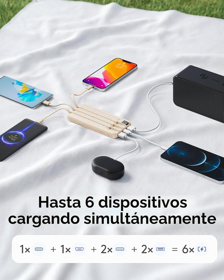 Orfeika Cargador portátil de carga rápida con 4 cables integrados |...