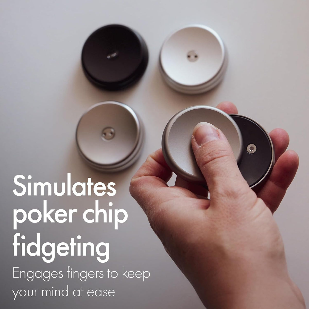 ONO Slider - Juguete fidget de mano para adultos | Ayuda a aliviar el estrés, la ansiedad, la tensión | Promueve el enfoque, la claridad | Diseño compacto y portátil (Natural - Titanio)