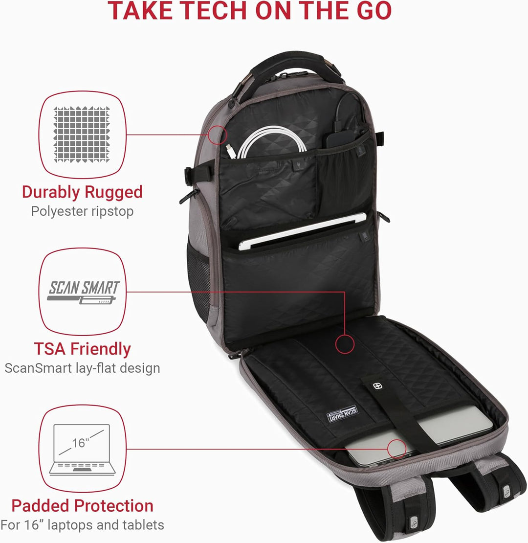 SwissGear 5358 USB ScanSmart Mochila para Portátil de 16", gris...