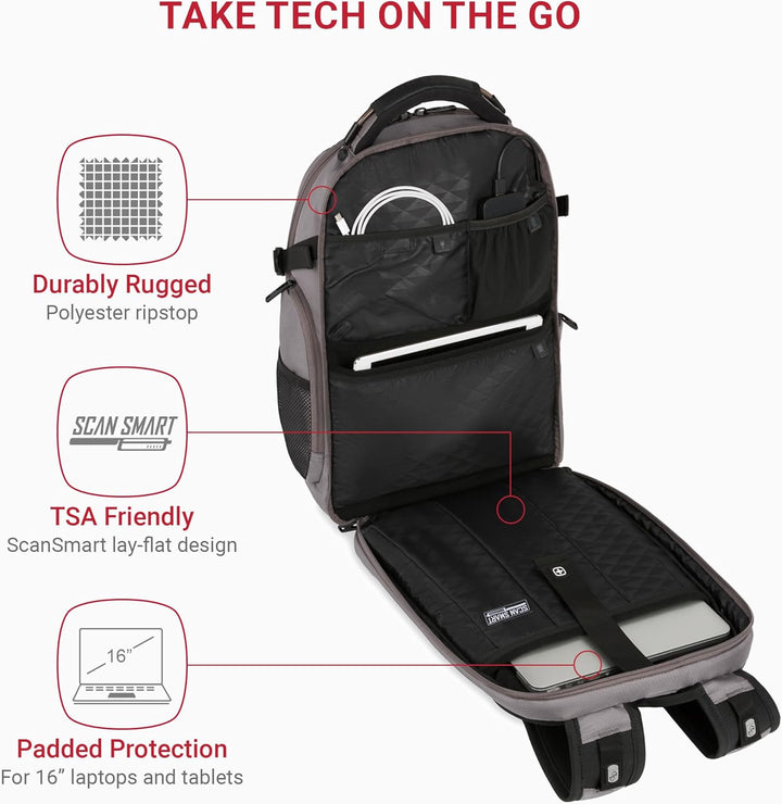SwissGear 5358 USB ScanSmart Mochila para Portátil de 16", gris...