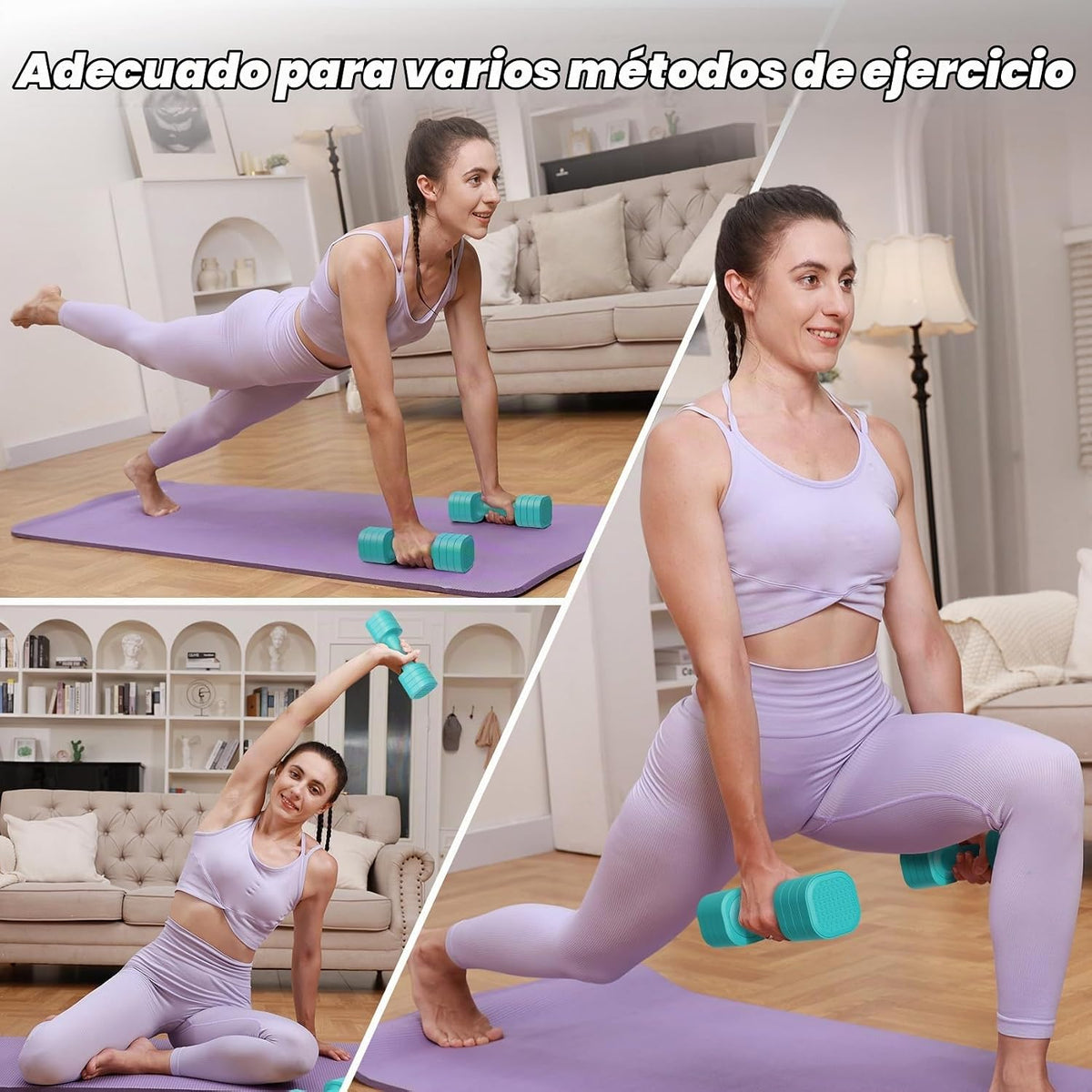 Juego de Pesas Ajustables Zempox, Juego 4 en 1 de Mancuernas Libres para Mujeres, Pesas de Mano para Mujeres en Casa, Cada Una 2lb 3lb 4lb 5lb con Mango de Goma TPU Suave para Gimnasio en Casa y Equipamiento de Fitness Acuático