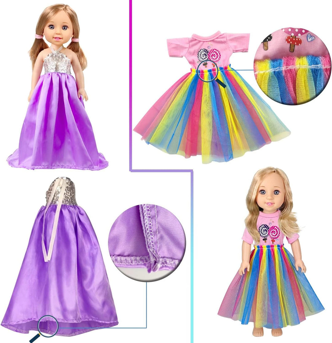 WONDOLL 10 juegos de ropa para muñecas americanas de 14 pulgadas, c...