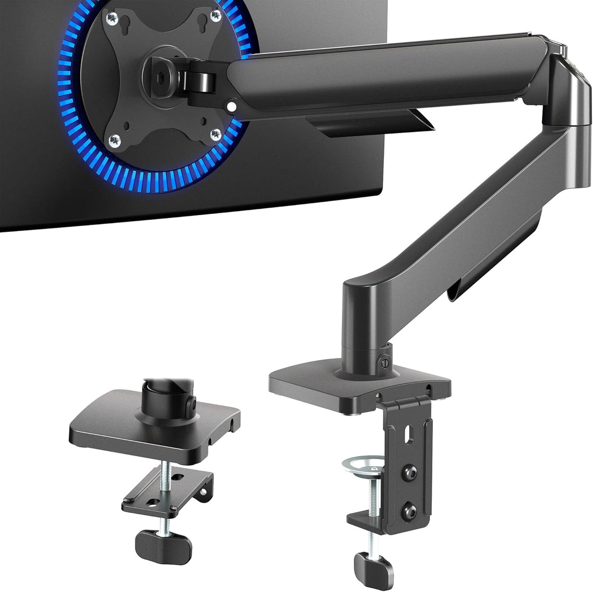 VIVO, soporte de montaje con contrapeso para monitor individual, con resorte a gas, para montaje universal de monitores de 13 a 27", Negro