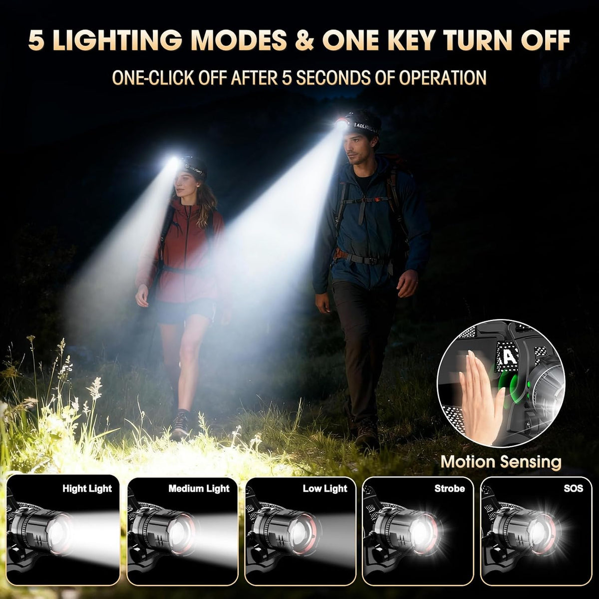 Lámpara Faro LED recargable, lámparas principales superbrillantes de alto