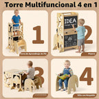 COSYLAND Taburete de cocina 4 en 1 para niños pequeños