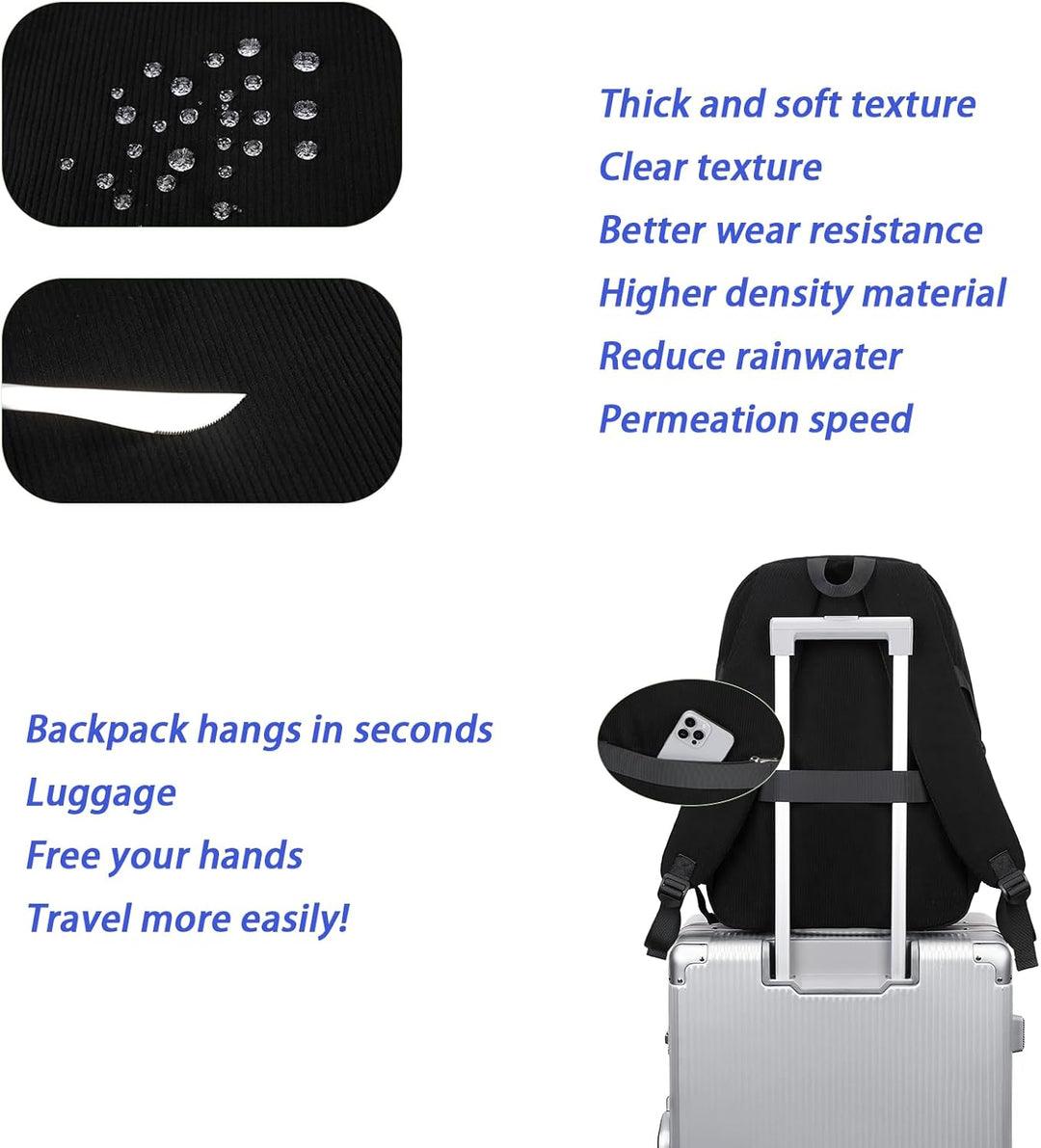 BLUWEI Mochila para computadora portátil para niñas, bolsa de pana...