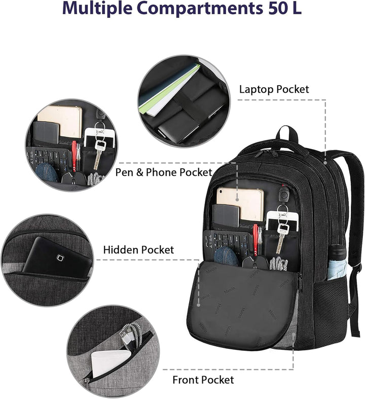 MATEIN Mochila extragrande de viaje para laptop de 50 L, resistente...