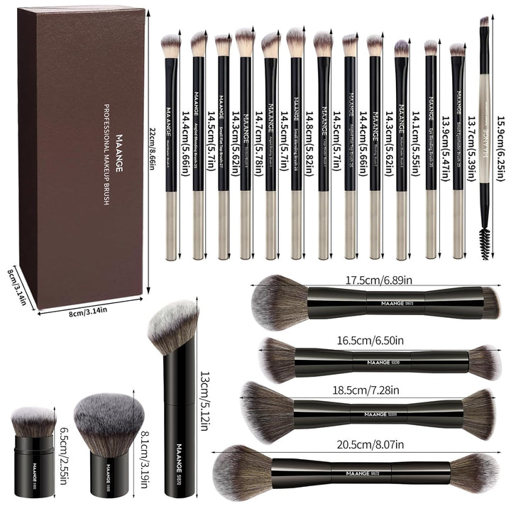 MAANGE 20 brochas de maquillaje con caja de regalo, brochas de maqu...