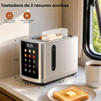 Tostadora 2 rebanadas pantalla táctil, tostadora inteligente ranura ancha