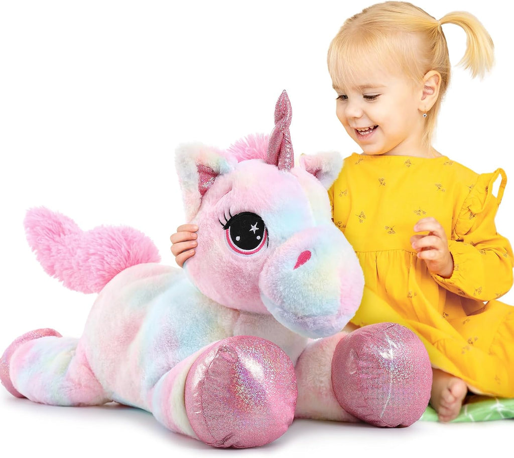 Muiteiur Peluche de unicornio rosa de 31.6 pulgadas, unicornio de peluche