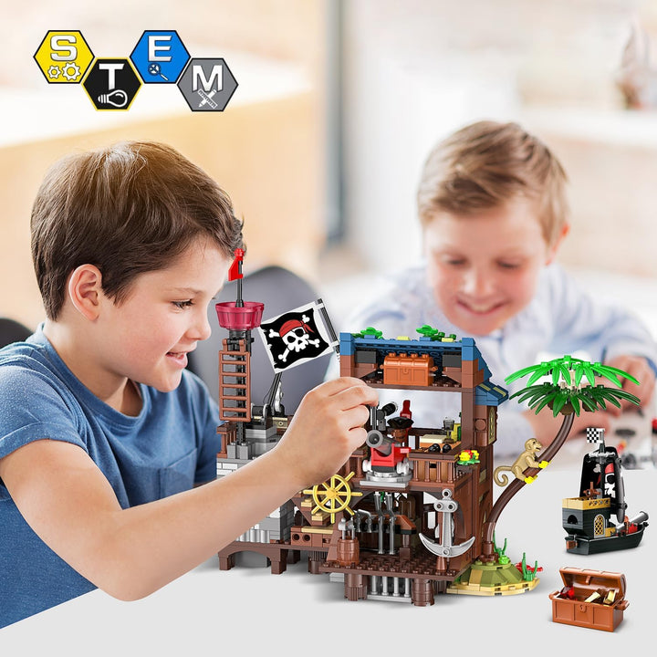 HOGOKIDS Juego de construcción de casa de barco pirata con