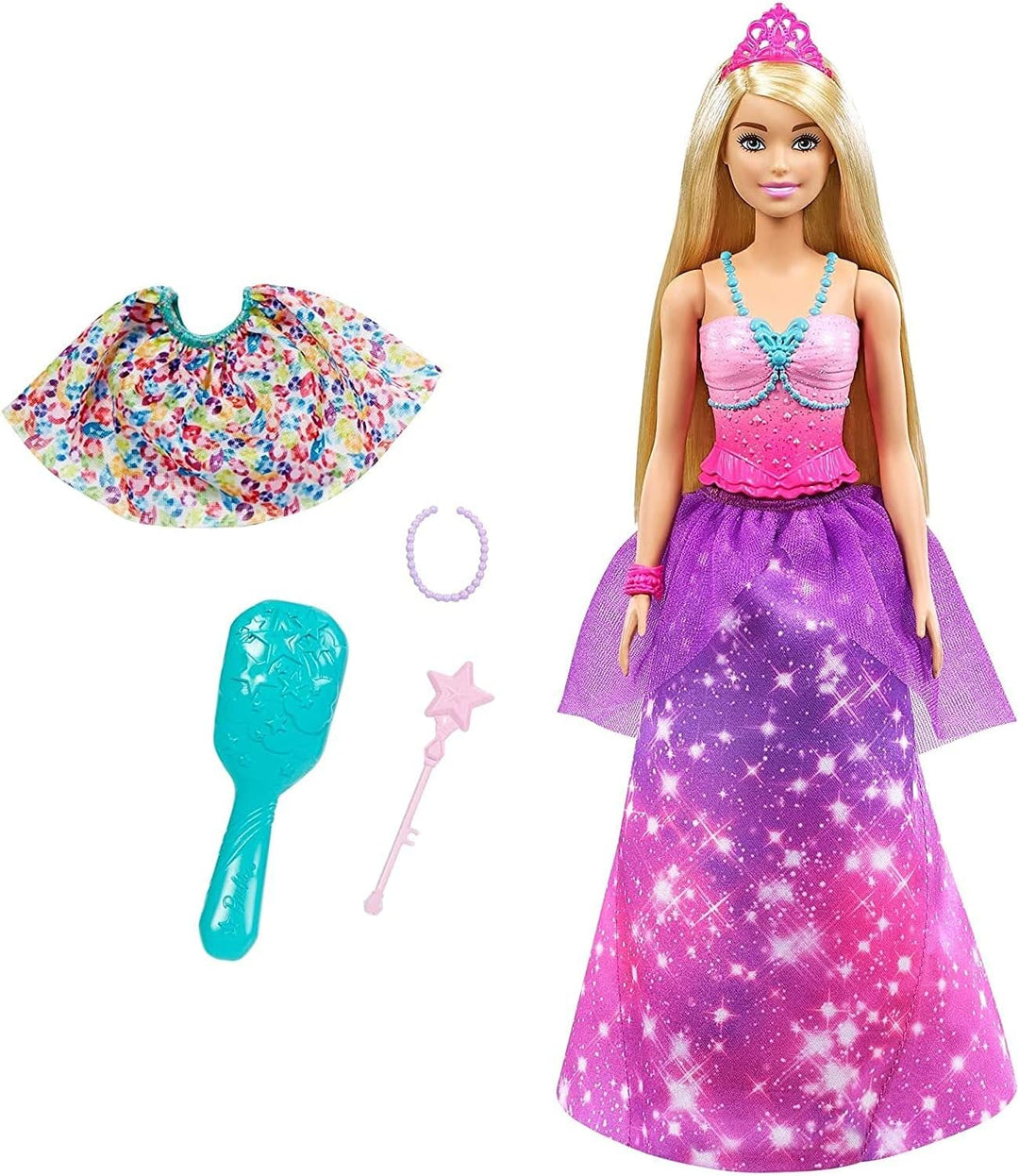Barbie Dreamtopia 2 en 1 de Realeza a Sirena. Muñeca Fashion Transf...
