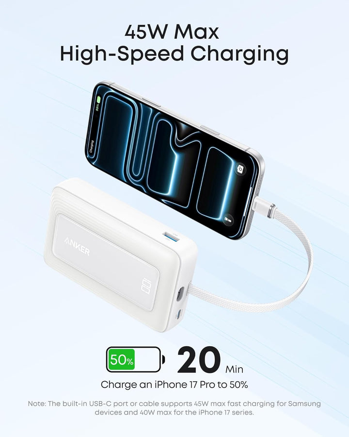 Anker Zolo Power Bank, Cargador portátil rápido de 20,000mAh 45W má...