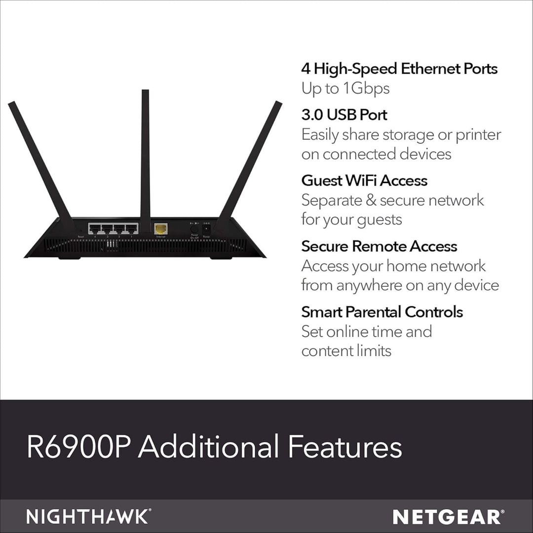 NETGEAR Nighthawk Router WiFi inteligente (R6900P) - Velocidad inal...