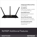 NETGEAR Nighthawk Router WiFi inteligente (R6900P) - Velocidad inal...