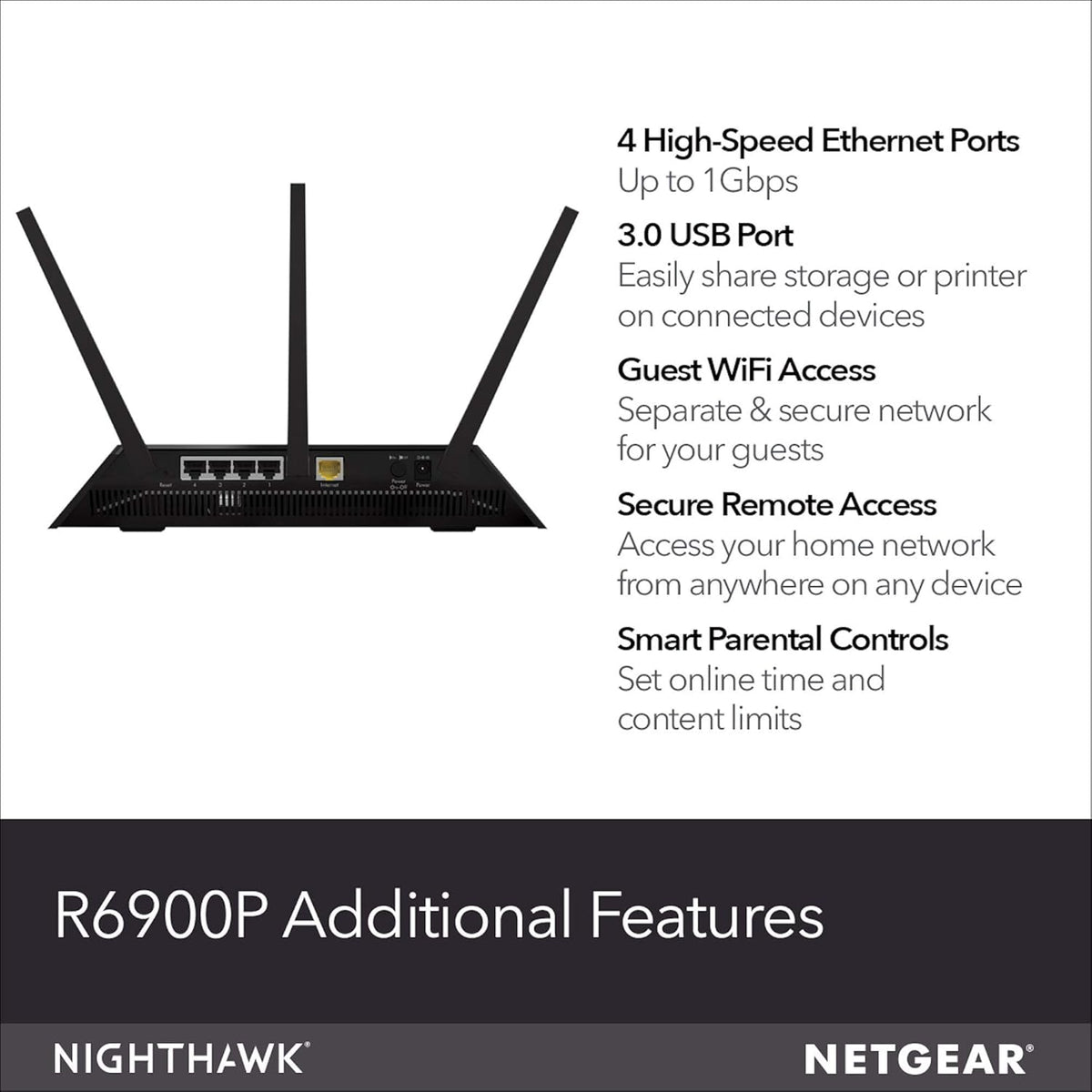NETGEAR Nighthawk Router WiFi inteligente (R6900P) - Velocidad inal...