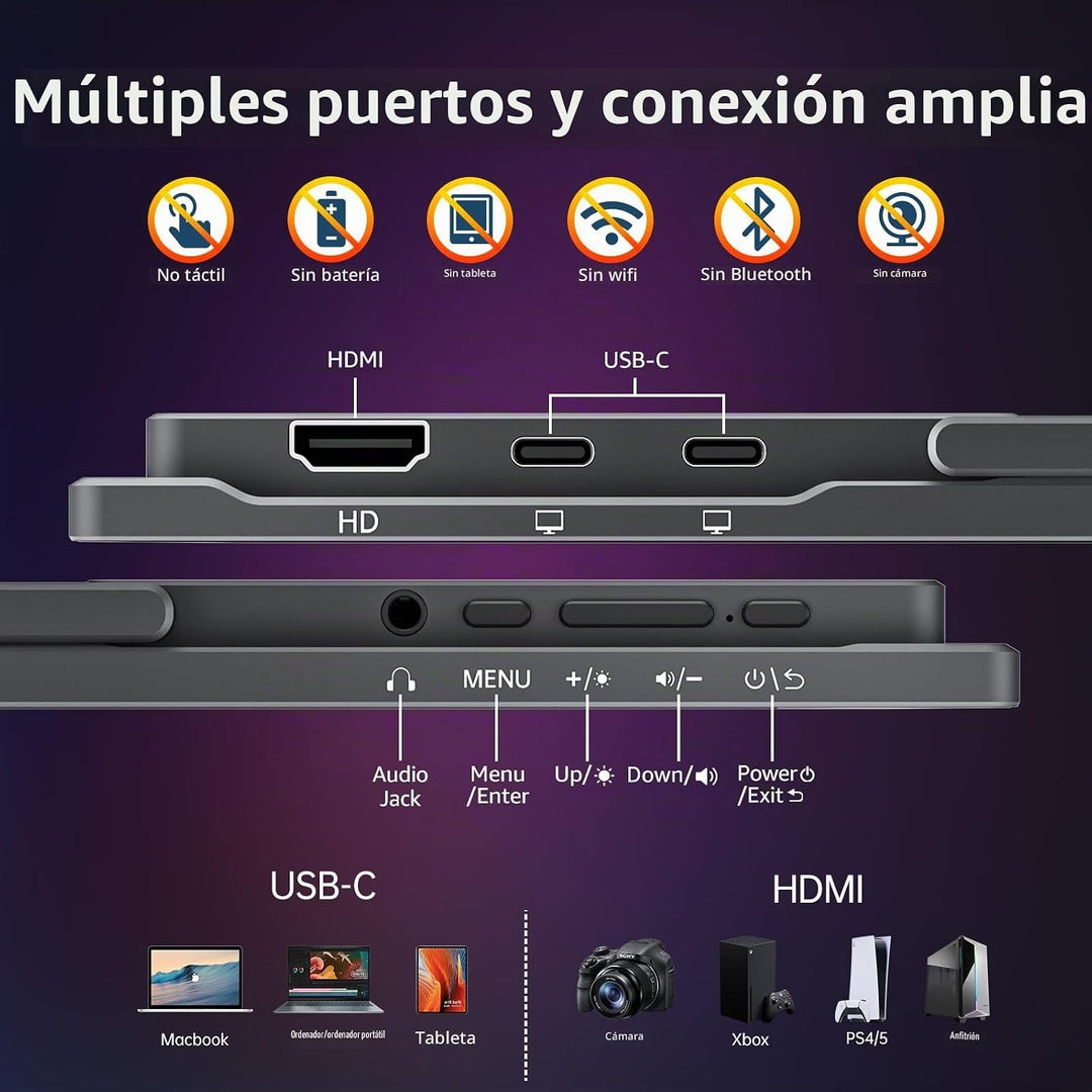 cocopar Monitor portátil IPS Monitor de viaje con USB-C HDMI pantal...