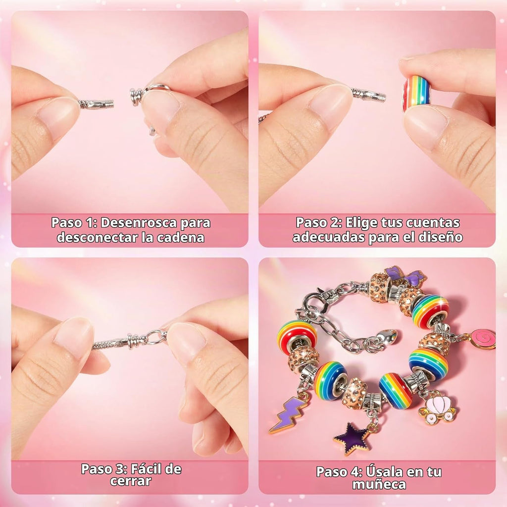 BLmukce Kit de creación de amistad para niñas, kit de fabricación de pulseras de cuentas de joyería para niños de 8 a 12 años, kit de manualidades de collar de dijes, regalos de cumpleaños de Navidad