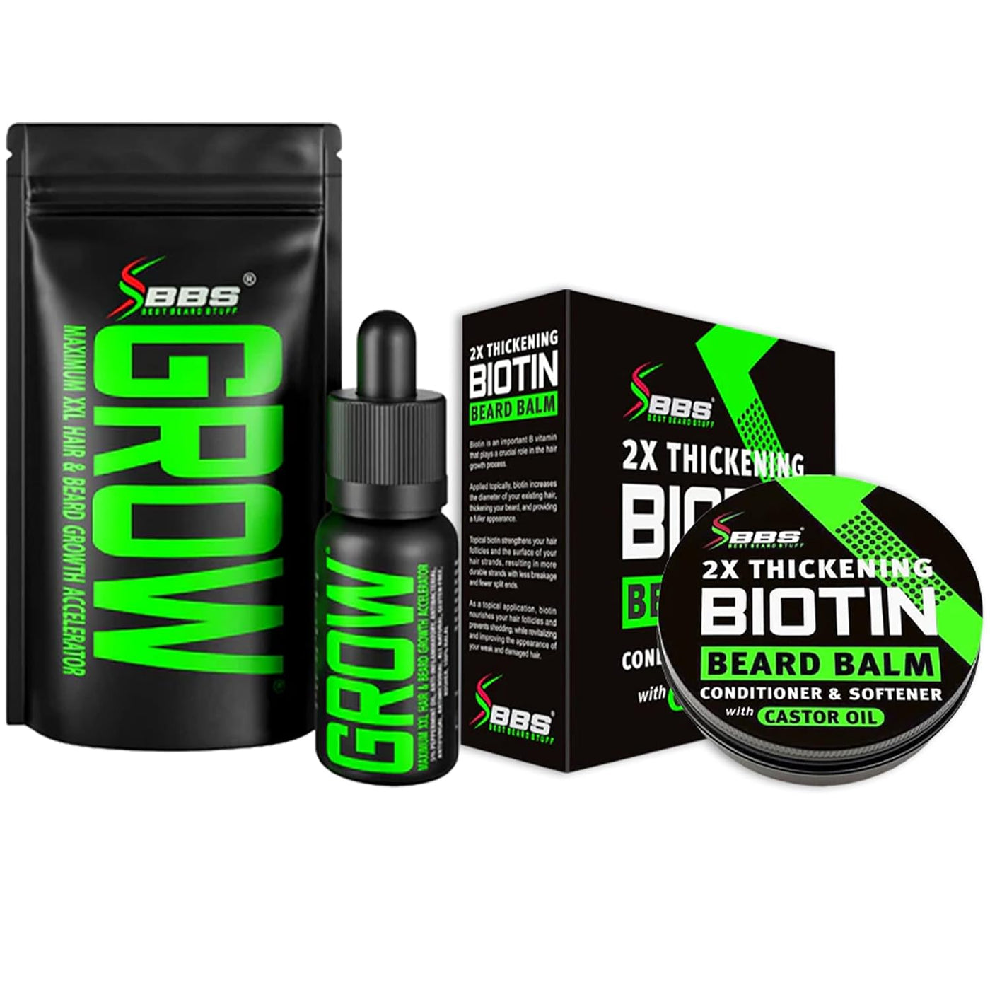 Sérum de Crecimiento de Barba GROW + Bálsamo de Barba 2X Biotina \u...
