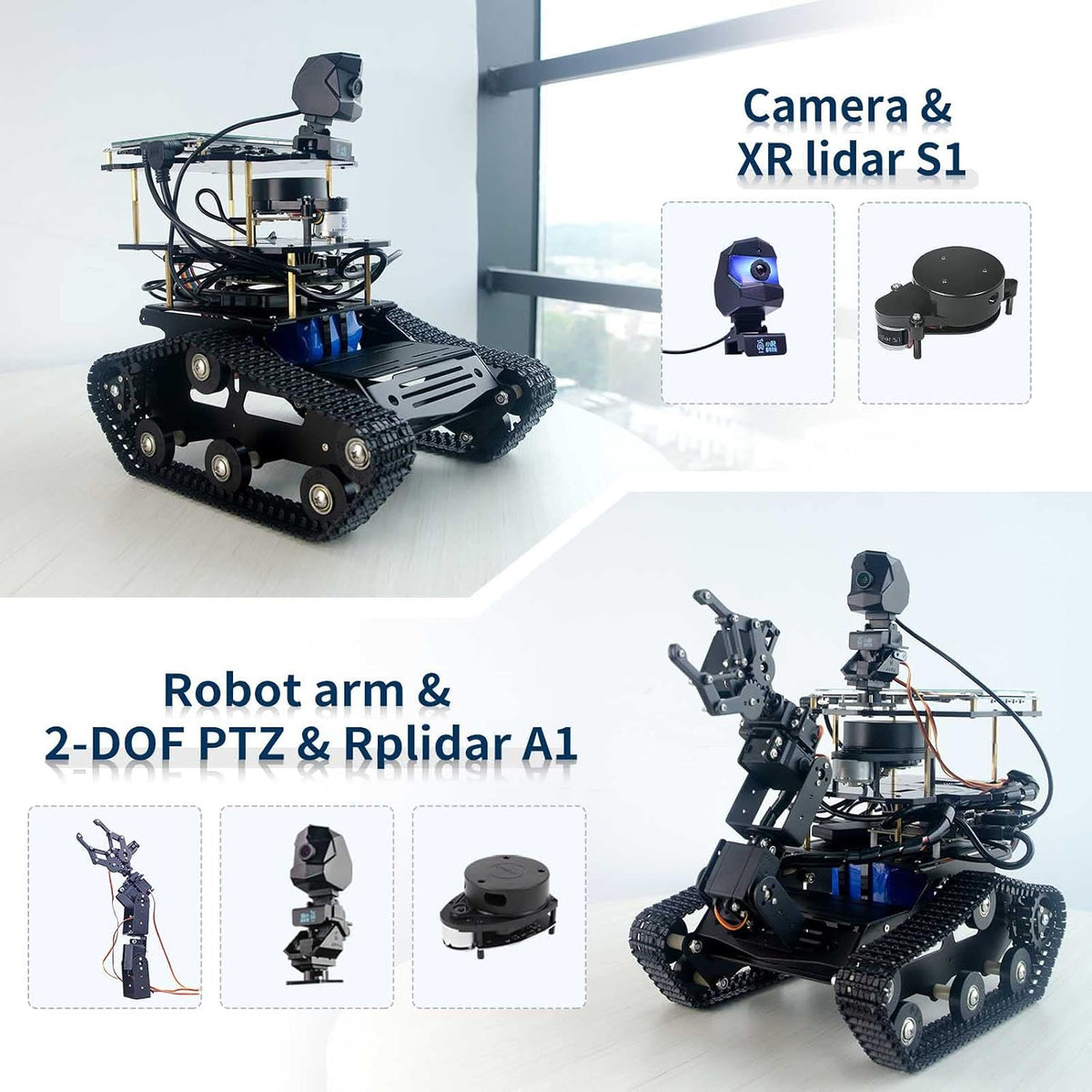 Kit de robot AI para Jetson Nano ROS programación tanque coche con navegación SLAM Lidar mapeo, transmisión de video, seguimiento inteligente, electrónica educativa robótica adultos (sin