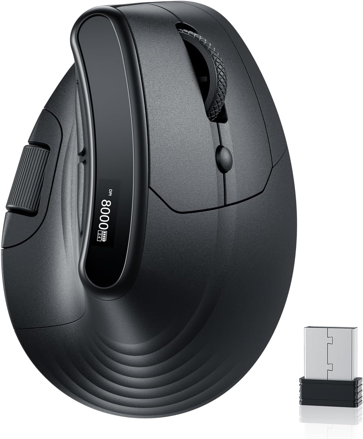 ECHTPower Ratón Vertical Ergonómico, Ratón Inalámbrico Recargable c...