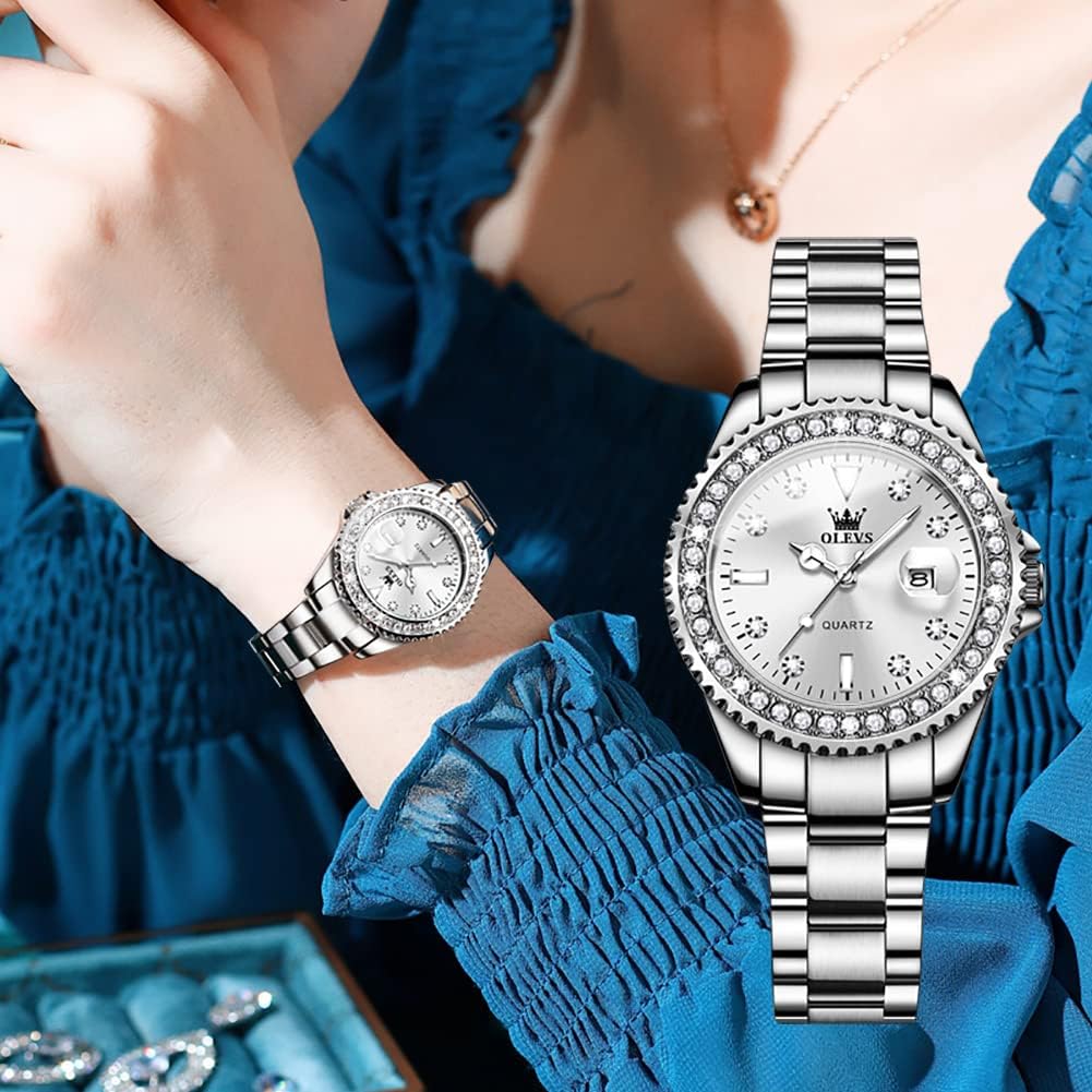 OLEVS Relojes para Mujeres Lujo Diamante con Fecha Analógico Cuartz para Mujer