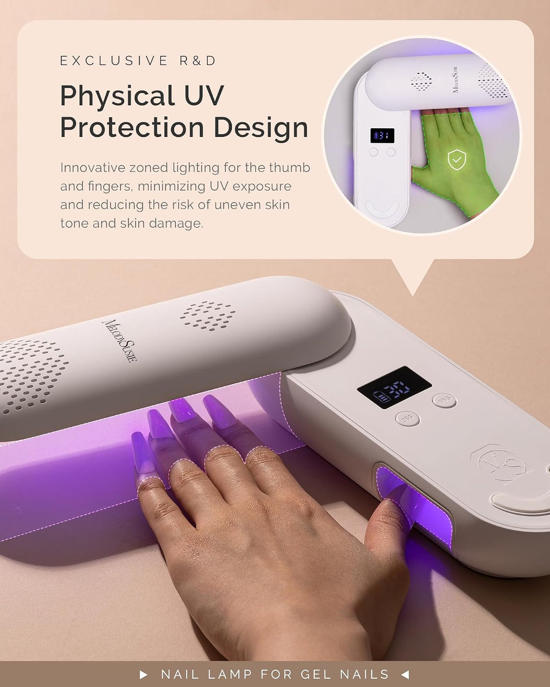 MelodySusie Lámpara UV de Uñas Compacta Inalámbrica, P-PLUS20F con...