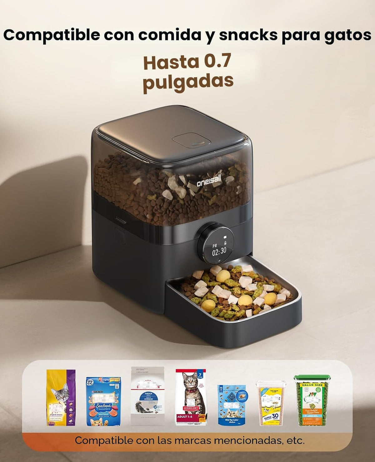 oneisall Comedero automático para gatos grandes y aperitivos, 12 tazas/3