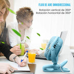 BESKAR Ventilador USB con clip, ventilador de escritorio pequeño po...