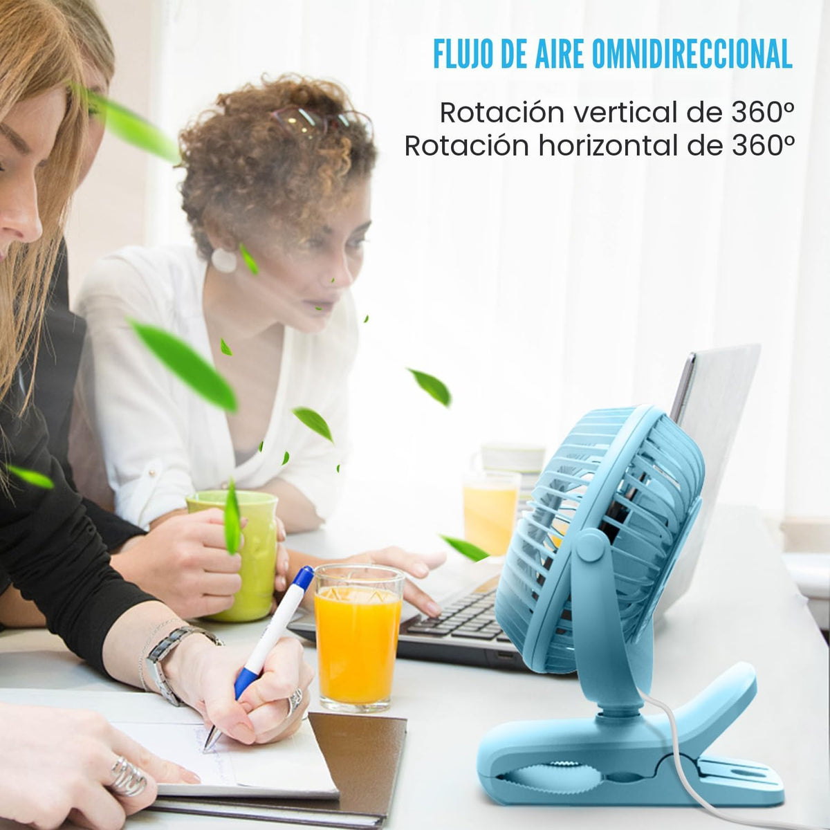 BESKAR Ventilador USB con clip, ventilador de escritorio pequeño po...