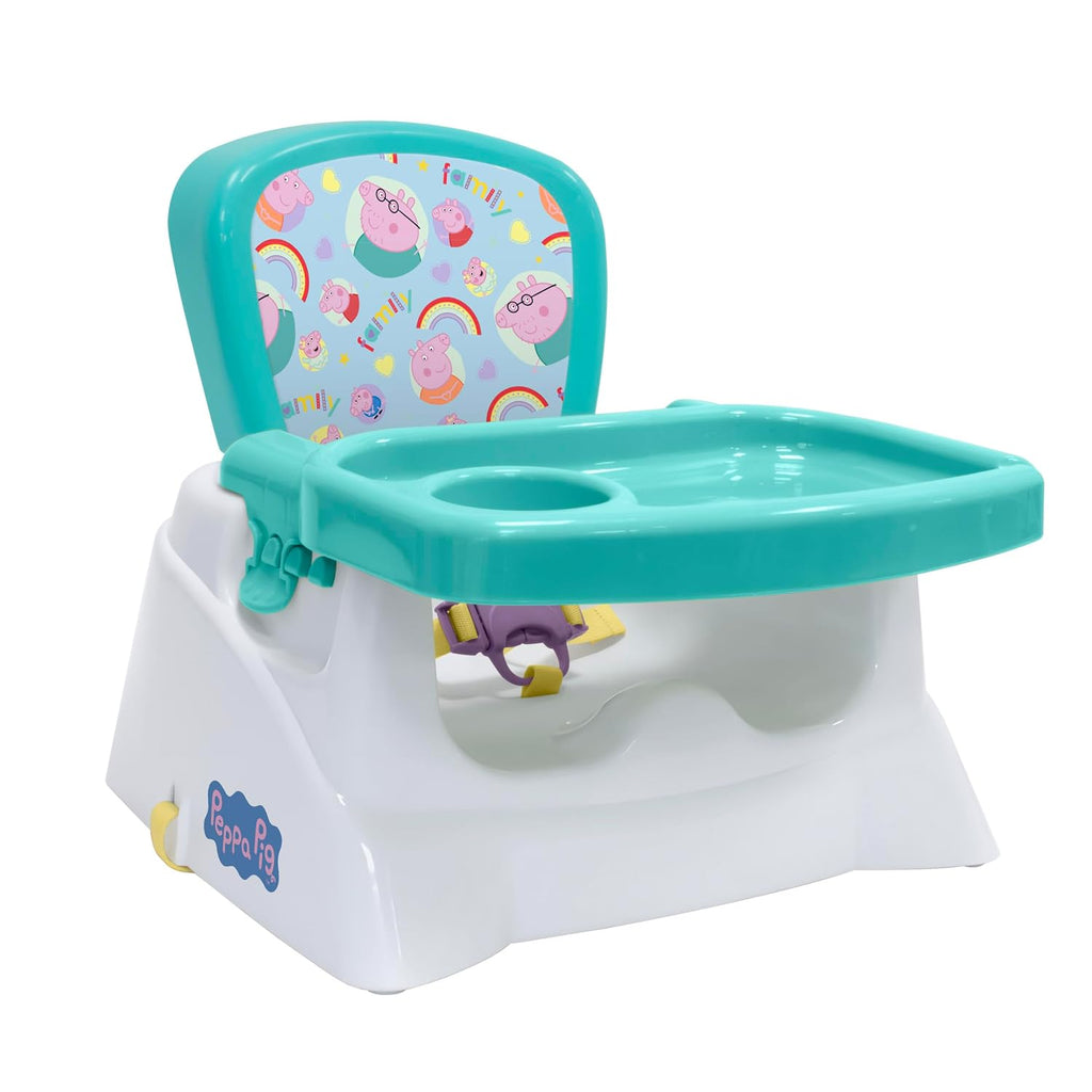 Asiento Elevador Peppa Pig con Bandeja, Silla de Comedor para Niños para Mesa de Cocina con Bandeja Ajustable, Portavasos y Correas de Seguridad, Portátil, Fácil de Limpiar, Se Ajusta a la Mayoría de