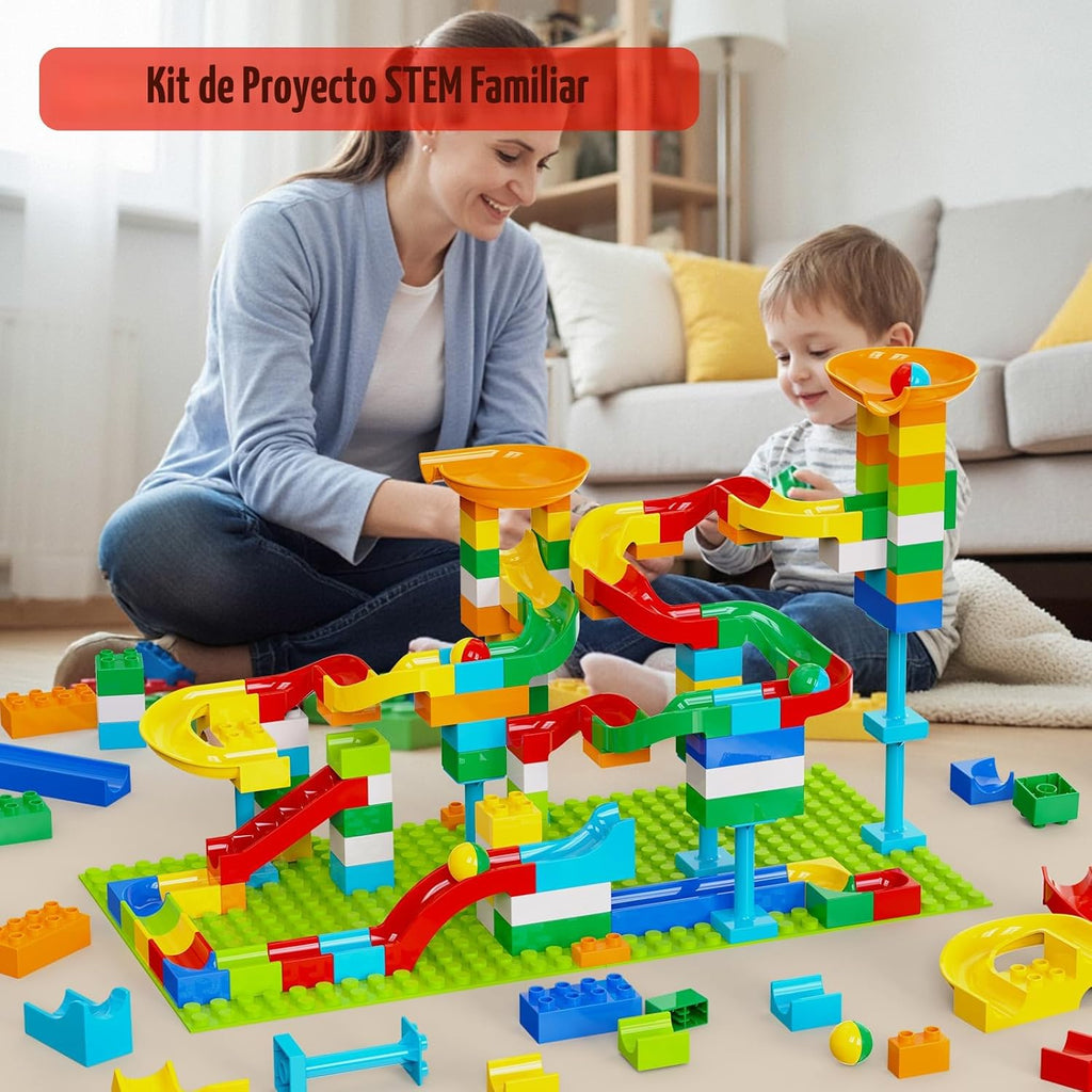 Bloques de construcción Marble Run, juguete STEM de 128 piezas con