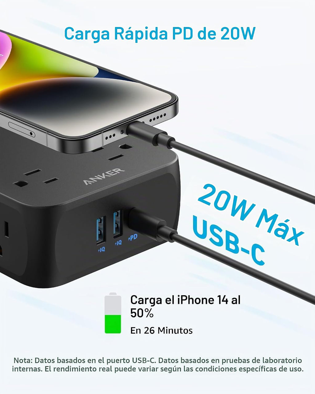 Anker - Regleta de alimentación con protector de sobretensiones de 2000J