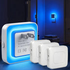 Luz nocturna con sensor de movimiento enchufable, azul y blanco