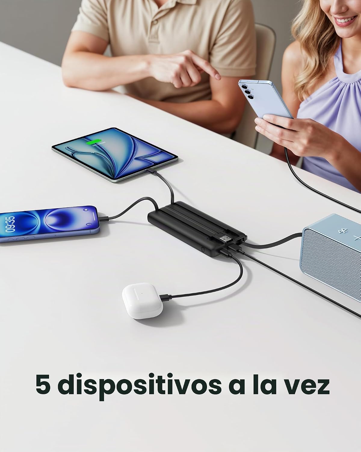 Coowisty Cargador portátil con cables integrados, banco de energía...
