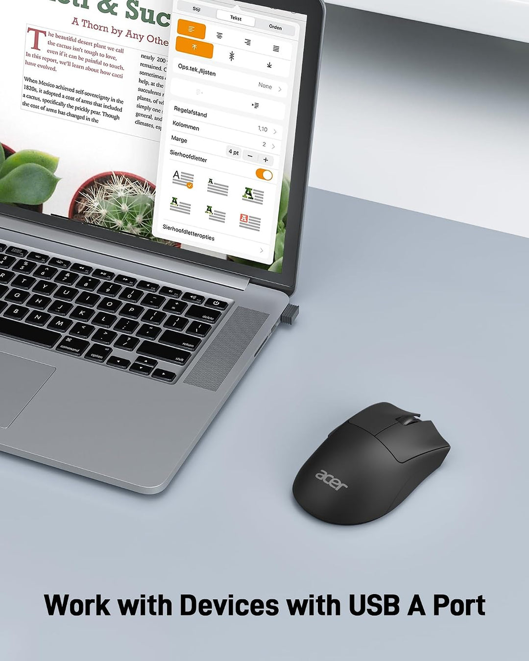 Acer Mouse Inalámbrico, Mouse de Computadora de 1200 DPI para Lapto...